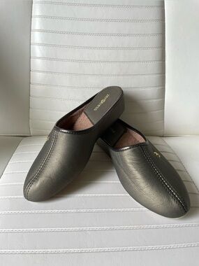 Zerostress Olive Leather House Slippers Suede Sole Made in Canada 8M